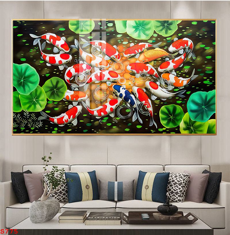 tranh-trang-guong-phong-thuy-ca-chep-hoa-sen-s775